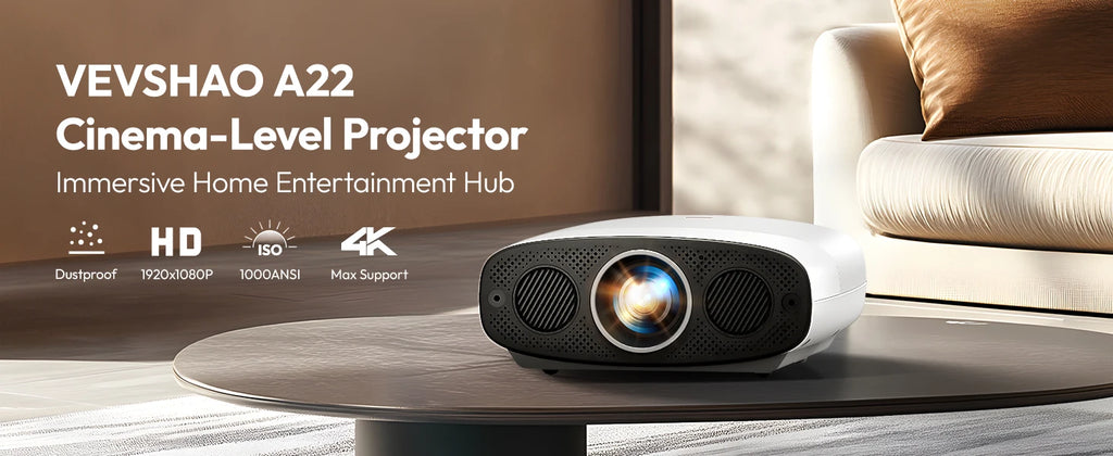 VEVSHAO Full HD Projector A22 4K Video Smart TV for Home WIFI 1080P 1000 Lumen Projectors Media Video Player Smart Beamer