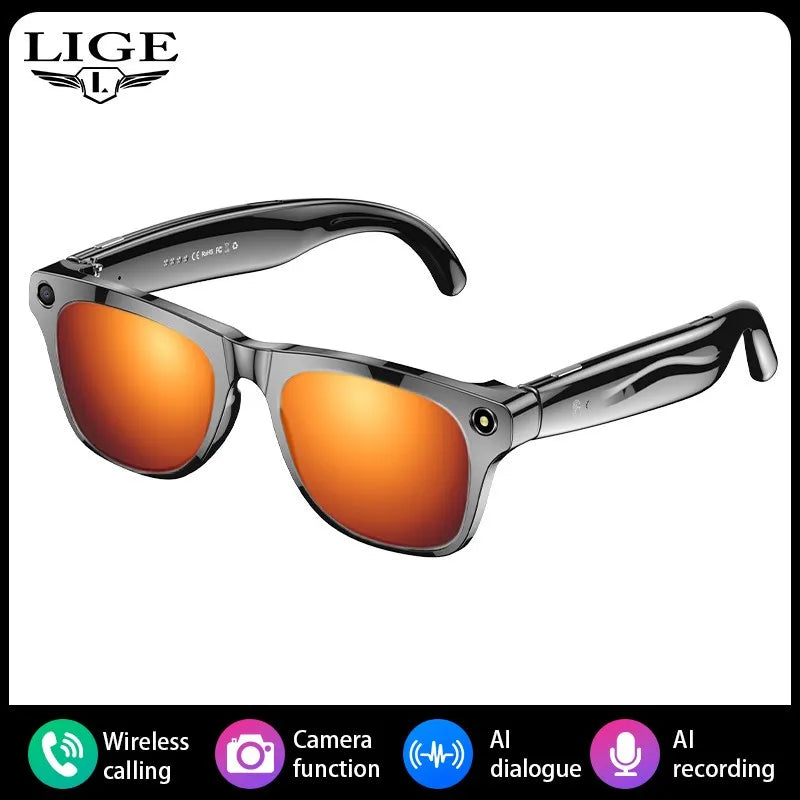 Smart Glasses 100W Camera Anti-shake Video Recording Music Control Photo Recognition Bluetooth Call Sports Sunglasses Waterproof