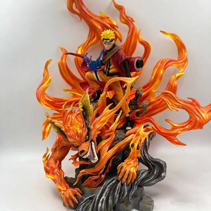 41cm Anime Figure Naruto GK Sennin Mode Naruto Kurama Action Figure Ten Years Hundred Ninja Statue Collect Model Toy Decor Gift