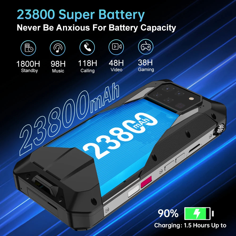 Unihertz Tank 3 Pro 8849 Rugged 5G Phone with 100 Lumens Projector Android 14 32GB 512GB 23800mAh Waterproof Phone WIFI 6 NFC