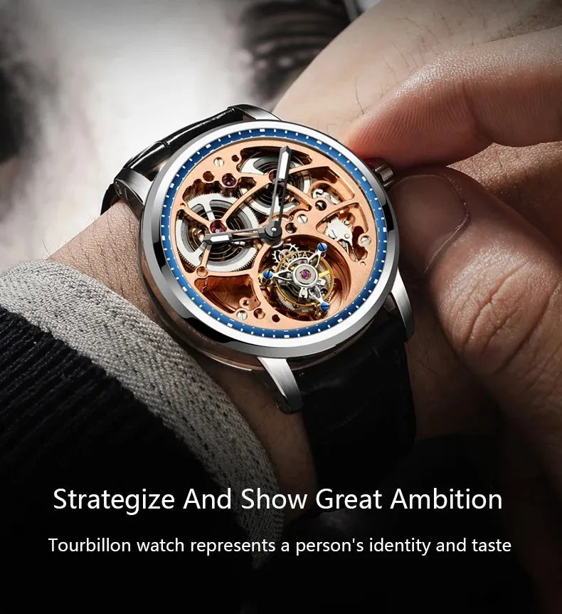 Haofa Skeleton Automatic Tourbillon Movement Men Watches 1931 Sapphire Tourbillon Mechanical Business Luxury Man Watch Hollow