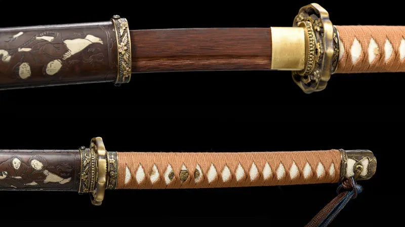 Wooden Sword, Japanese Officer's Sword, Saber Katana, Metal Saya Couple Pattern, Collection, Samurai Sword,Can Custom