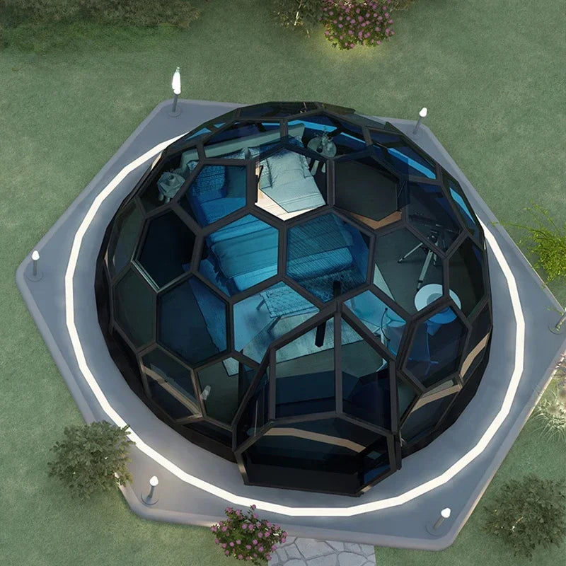 Customized Design 6M Outdoor  Luxury Hotel Resort Igloo Ball Geodesic Geo Dome Glass House Shaped Dome Tent