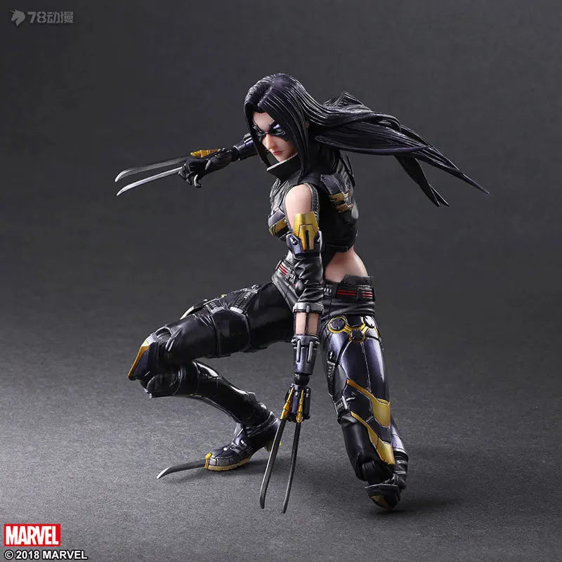 SQEX Original PlayArts Changes Series Marvel Comics Female Wolverine Anime Action Figure Model Toy Model Ornaments Gifts for Boy
