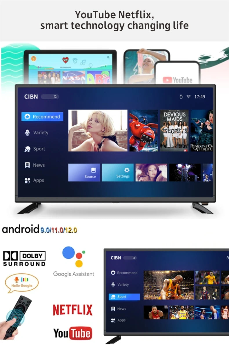 85 Inch Big Screen Television Smart Android TV With LED Backlight Custom OEM Flat Screen For Hotels 4K HD Definition TV