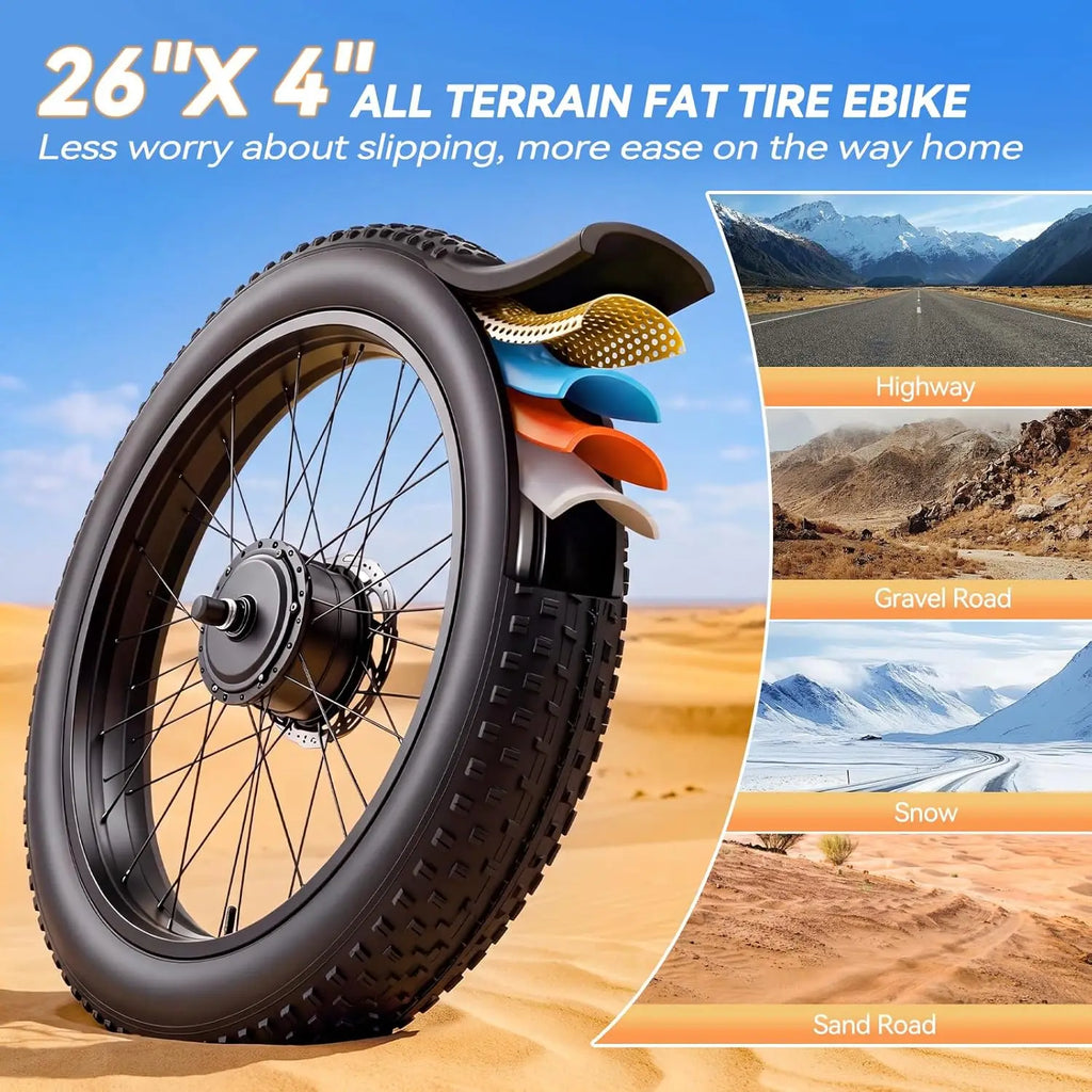 8000W Dual Motor Electric Bike for Adults, Ebike 55 MPH, 52V 30AH, E-Bike 120Miles, 26'' Fat Tire All Terrain E Bike for Men Wom