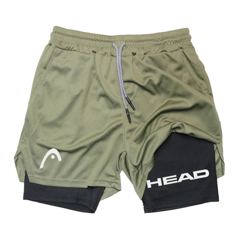 Anime Berserk Head Running Shorts Men Fitness Gym Training 2 in 1 Sports Quick Dry Workout Jogging Double Deck Summer