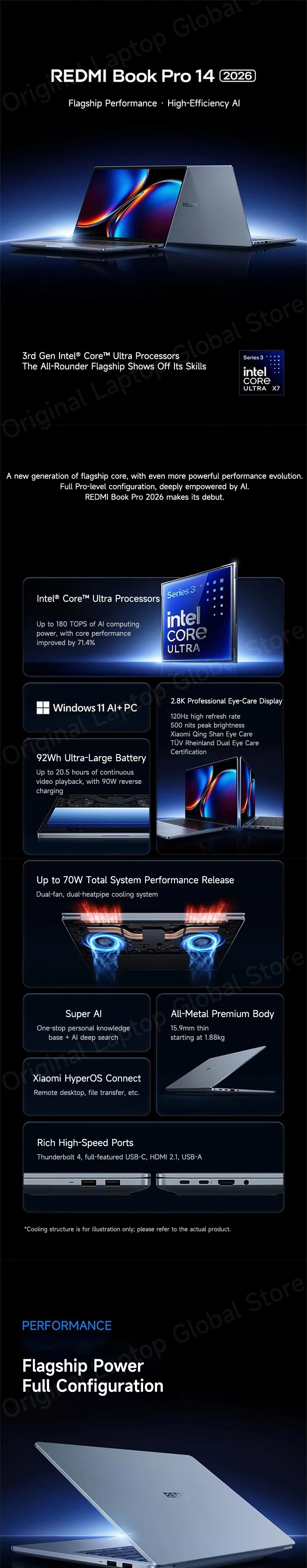 Xiaomi Redmi Book Pro 14 2026 14.6-inch 2.8K 120Hz 3rd Gen Intel® Core™ Ultra U5-325/U5-338H/X7-358H 24GB 1TB/32GB 1TB Laptop