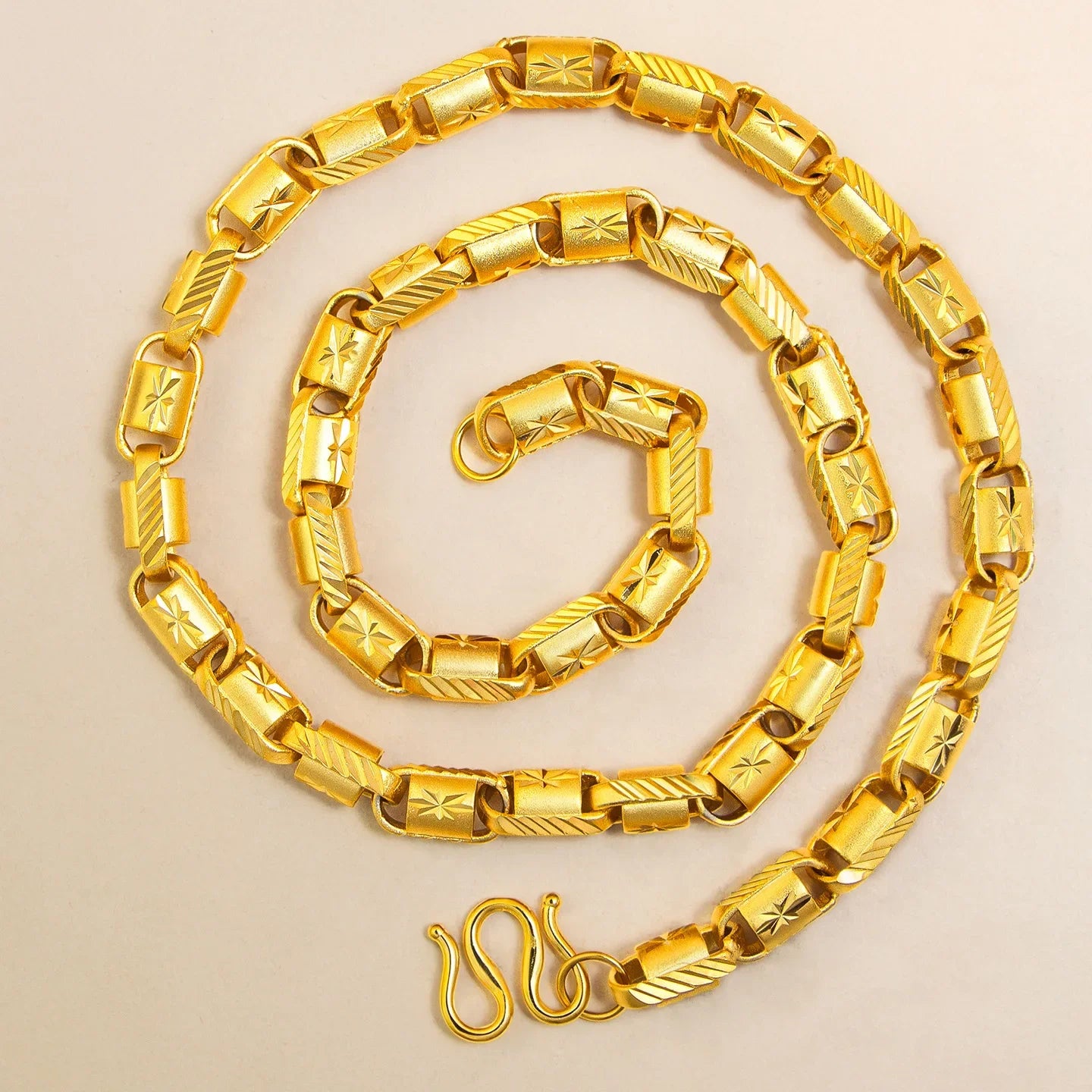 9999 pure gold starburst faceted 8mm necklace men's domineering rich chain 24K real gold jewelry