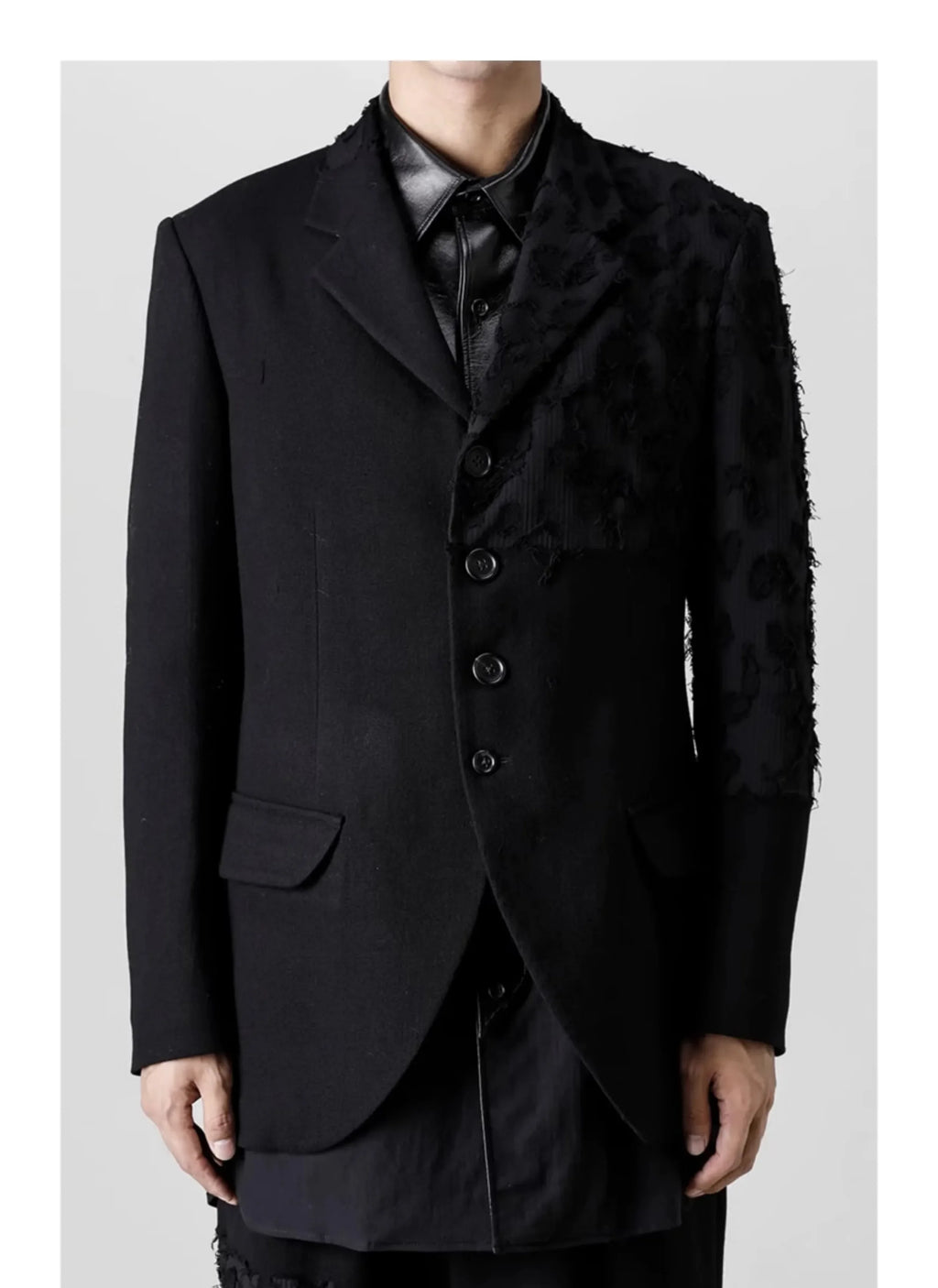 YOJI OOAK Design sense men's patchwork single breasted suit jacket special processing leopard print style 4 button top