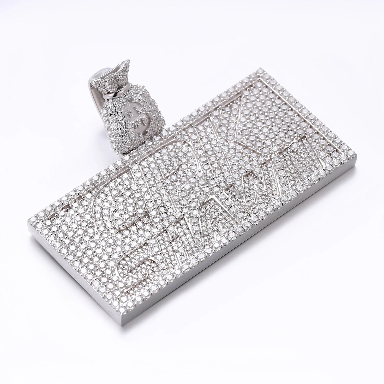 Provence Hip Hop Baguette Name Plate Pendant 925 Silver DEF/VS Lab diamonds 3D Bling Iced Letter Chain Pendant Size Custom