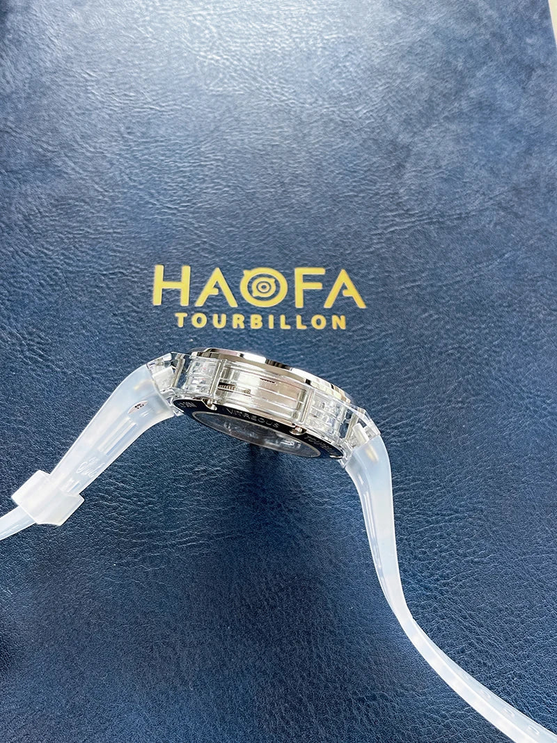 Haofa GMT Tourbillon Man Watch 2101 Luxury Rainbow Crystal Day And Night Manual Tourbillon Mechanical Men Watches Sapphire