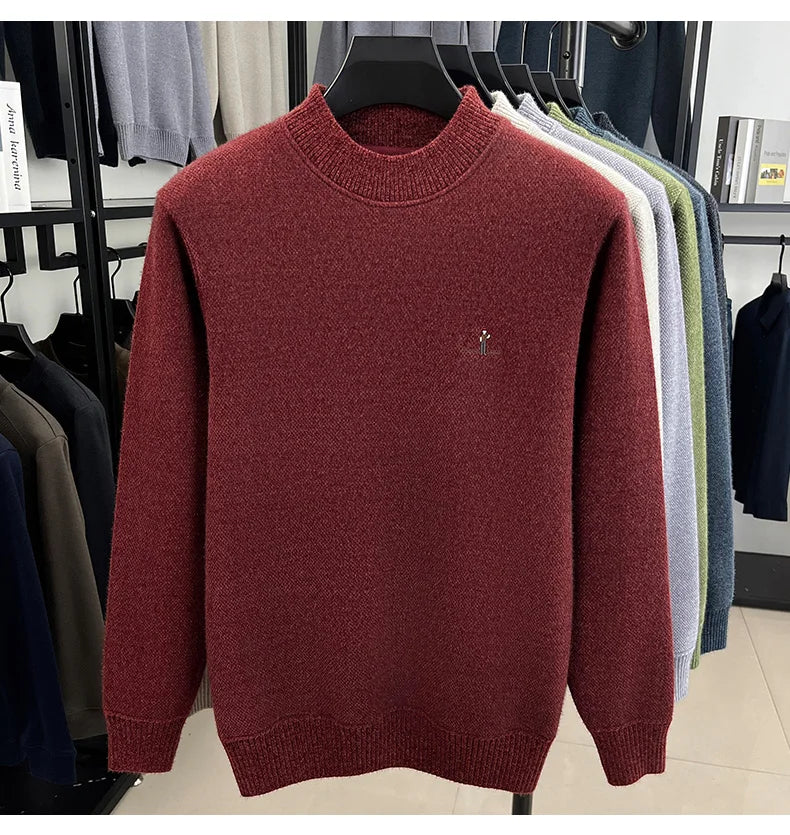 High end brand men's round neck sweater letters cartoon embroidery comfort casual knitted pullover fashion luxurious golf top