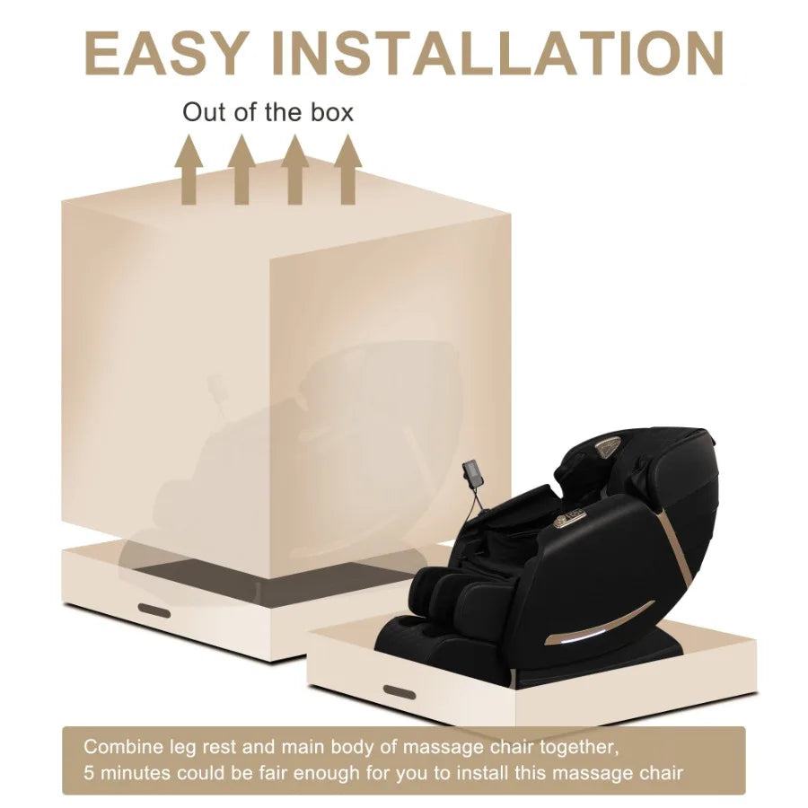 Full Body Massage Chair With Zero Gravity Recliner with two control panel: Smart large screen and Rotary switch spot kneading a