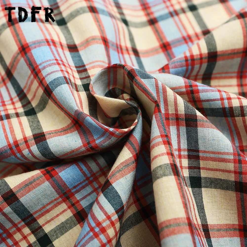 Cartoon Embroidery Short Sleeve Checked Shirt Mens Summer Retro Casual Spliced Lapel Single Breasted Half-Sleeve Plaid Shirts