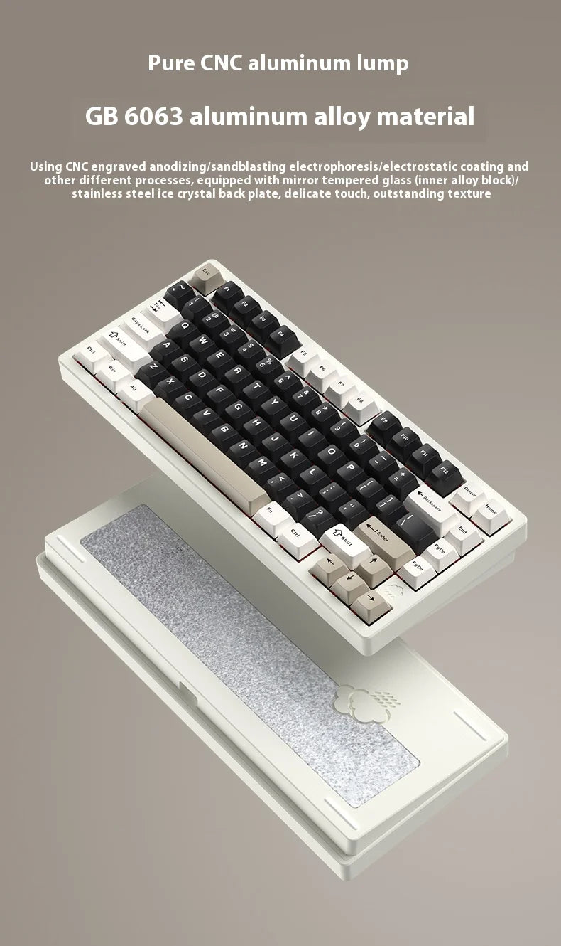 In Stock RAINY75 Mechanical Keyboard Hot-swap Aluminium Alloy Tri Mode RGB GASKET Gaming Keyboards Laptop Accessories custmgifts