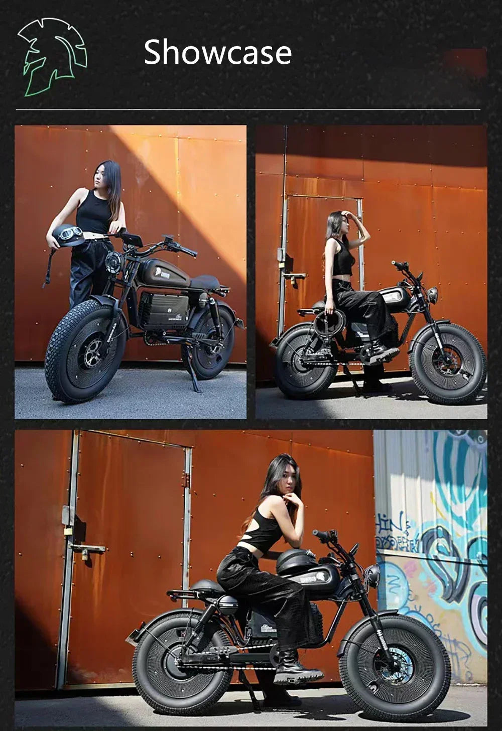 Ebike ZPW Black Warrior 3000W 60V 45AH Camping Motorcycle, Adult Electric Bike 20 Inch Fat Tire Electric Bike