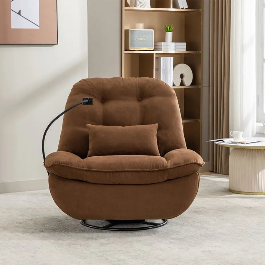 Power Recliner Chair Modern Microfiber Swivel Glider with Type-C USB Port Home Theater Seating Single Reclining Sofa with Stora