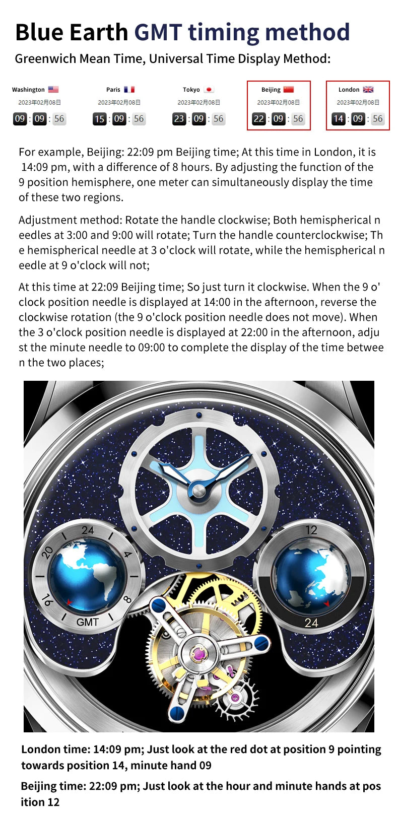 IDEAL KNIGHT Real Tourbillon Automatic Watches for Men 43mm Large Dial Blue Earth Series High-end Luxury Brand Mechanical Watch