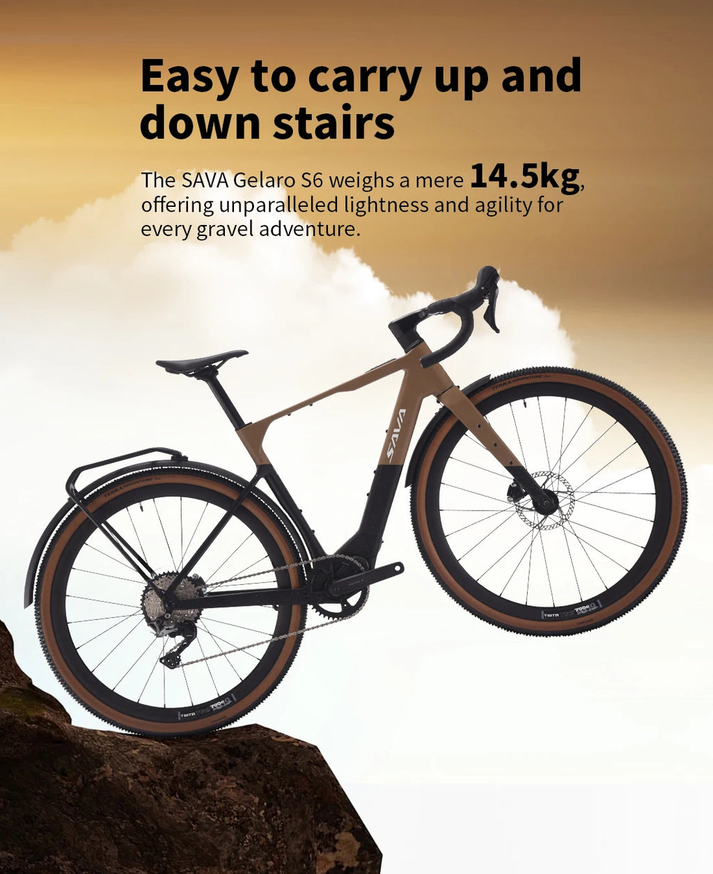 SAVA E-BIKE Carbon Fiber Gravel Electric Assist Bicycle, equipped with SHIMAN0 GRX ST-RX600 groupset
