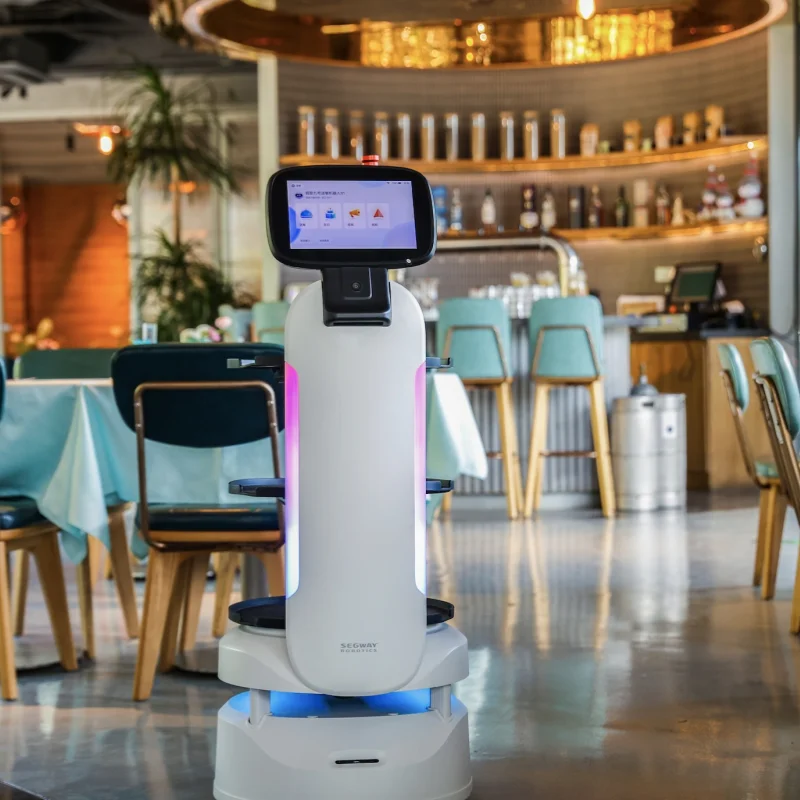 Customized Amy Humanoid AI Robot Waiter for Restaurant / Coffee Shop Automatic Walk and Talk Meal Delivery Robot