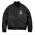 Leather Track Stand Collar Baseball Soft Nappa Sheepskin Sports coat Avirex Icon Appliqué Embroidery Men Genuine Leather Jacket