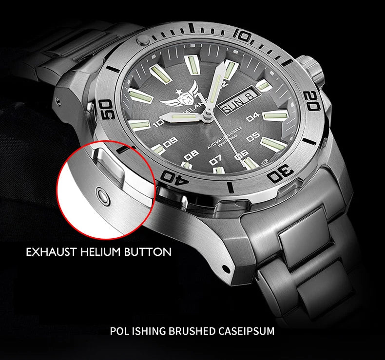 YELANG New Men Automatic Mechanical Watch T100 Self Luminous SWISS ETA Movement 25Jewels Deep Sea DiverSwim Waterproof 300m V5
