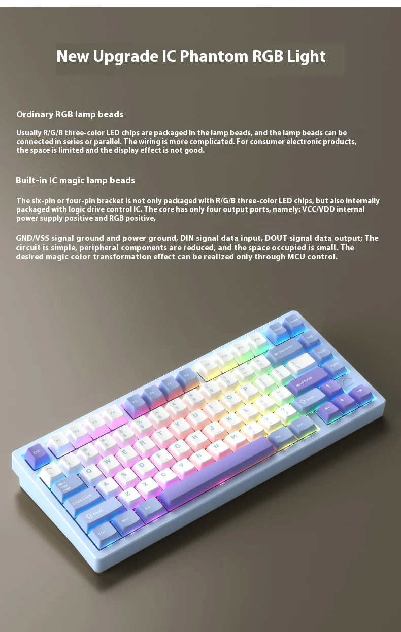 In Stock RAINY75 Mechanical Keyboard Hot-swap Aluminium Alloy Tri Mode RGB GASKET Gaming Keyboards Laptop Accessories custmgifts
