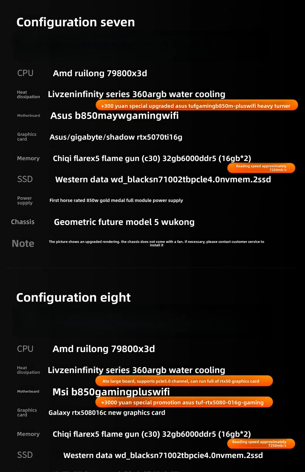 AMD processor, computer host 9800X3D/RX9070GRE/RX9070XT/RTX5070/5080 complete machine, e-sports desktop computer kit