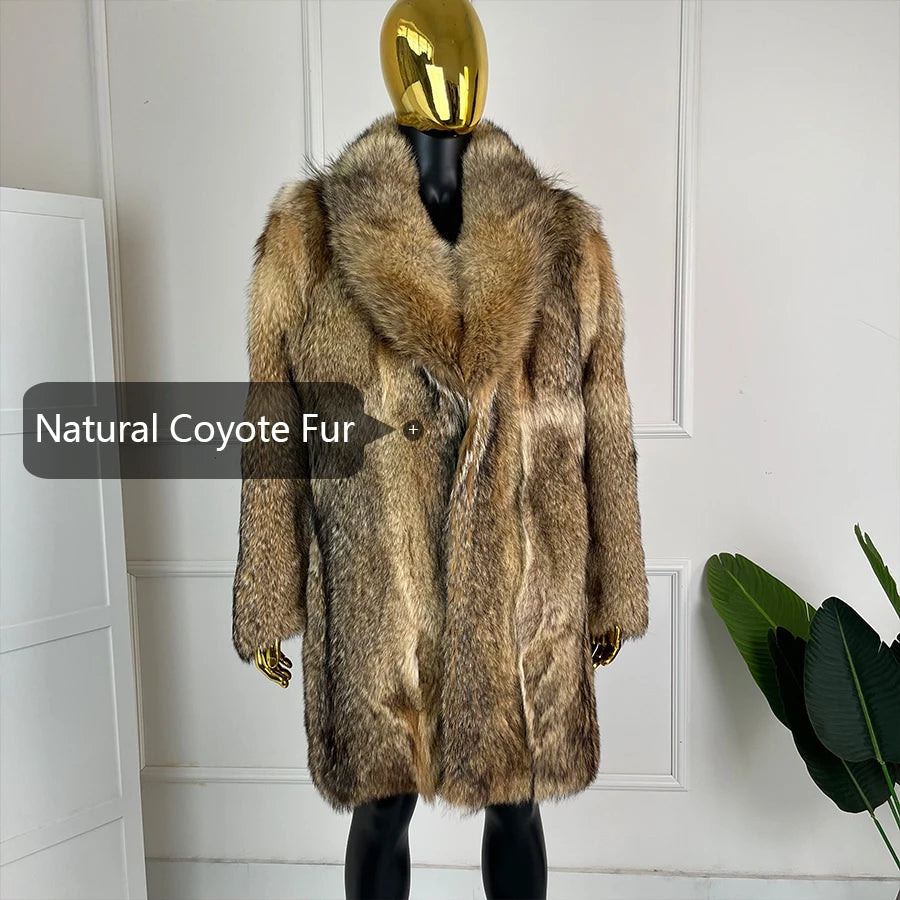 Real Fur Coat For Men Coyote Fur Coat Natural Wolf Fur Coats New Fashion Mens Clothing