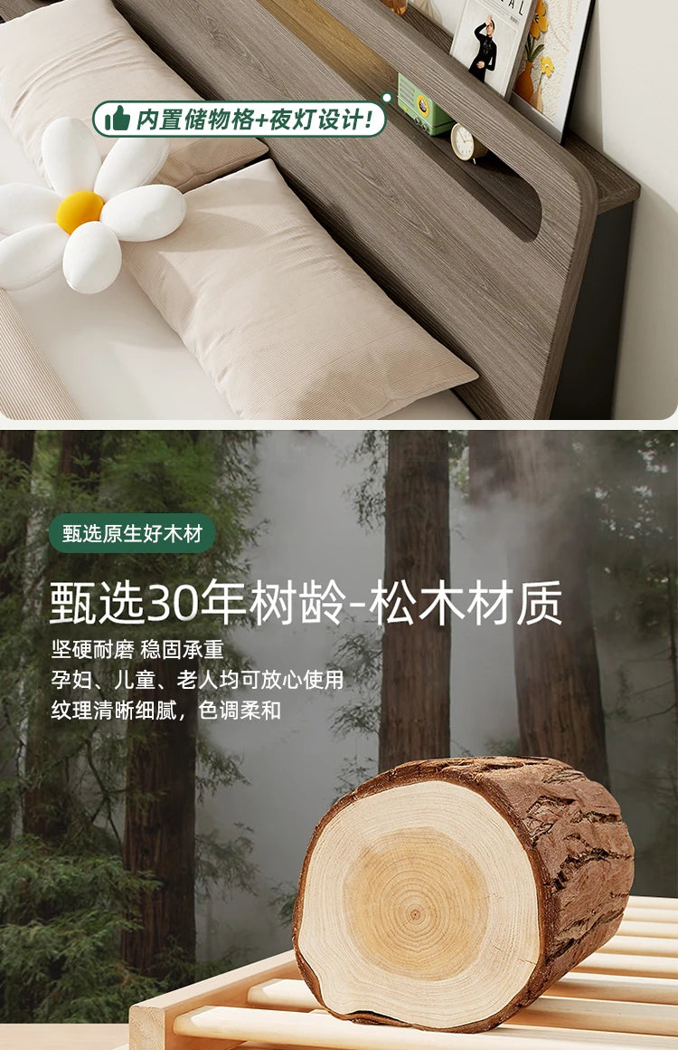 Nordic Luxury Bed Frames Wood High End King Size Low Price Double Bed Frames Headboard Lit Deux Place Furniture For Bedroom