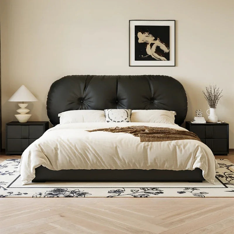 Tall Headboard Double Bed Frame Modern European Style Full Queen Size Bed Frame Bedroom Nightstands Cama De Casal Home Furniture