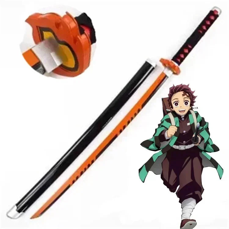 104cm Japanese Katana Samurai Sword Accessory Demon Slayer Katana Tanjirou Sword Kimetsu No Yaiba Iron Ninja Knife Cosplay Toy