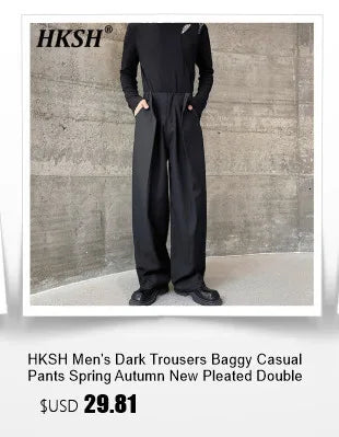 HKSH Spring Autumn Winter Men's Tide RO Heavy Niche O-Neck Letter Jacquard Knitted Pullover Silhouette Loose Dark Sweater HK3476