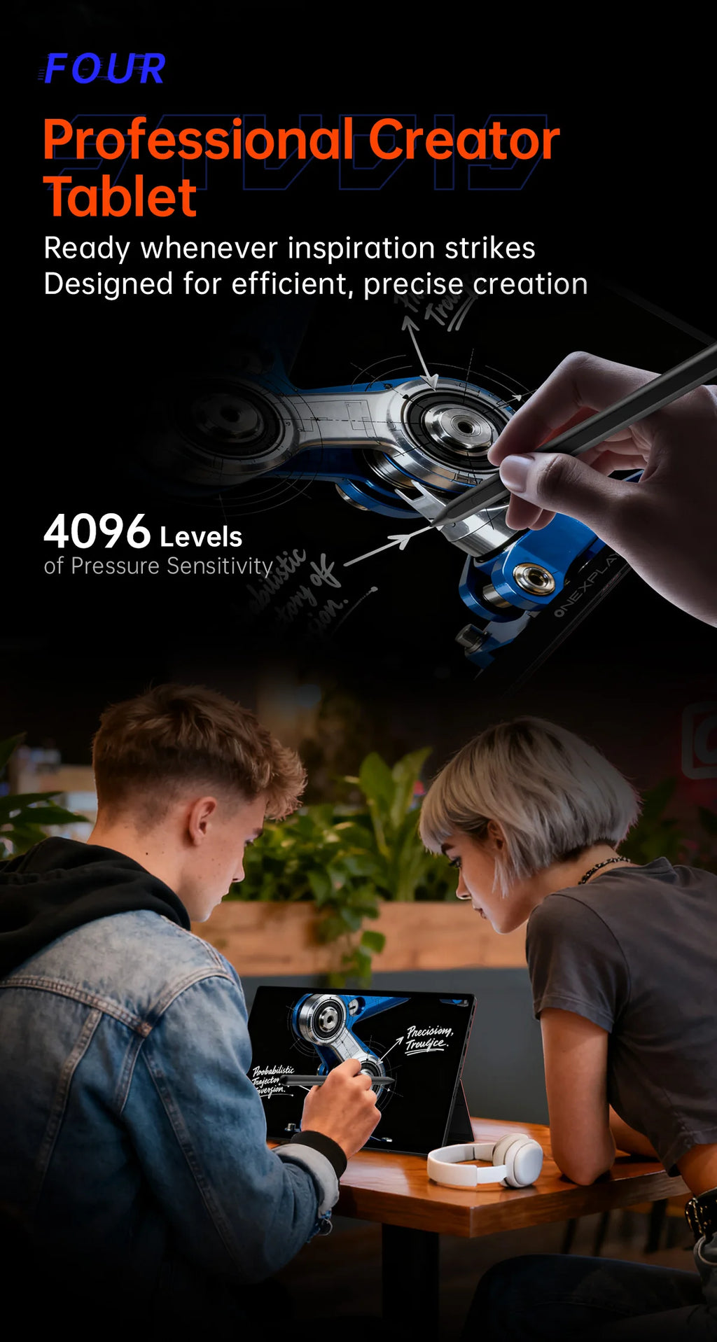 OneXPlayer Super V Intel Core Ultra X7 358H Processor 14” 2.8K AMOLED Tablet Gaming Al Mobile Workstation Laptop Win11 PC 48G 1T