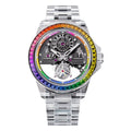 BONEST GATTI luxury Full Skeleton Automatic Mechanical Watch Sapphire Back 48 Rainbow Diamonds Luminous Luxury Wristwatch Men