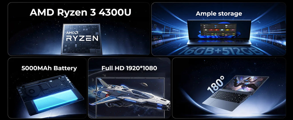 ACEMAGIC 15.6/17.3" Laptop AMD Ryzen 3 4300U, 16GB RAM 512GB SSD Windows 11 WiFi HDMI USB-C Large Screen & Upgradable Storage
