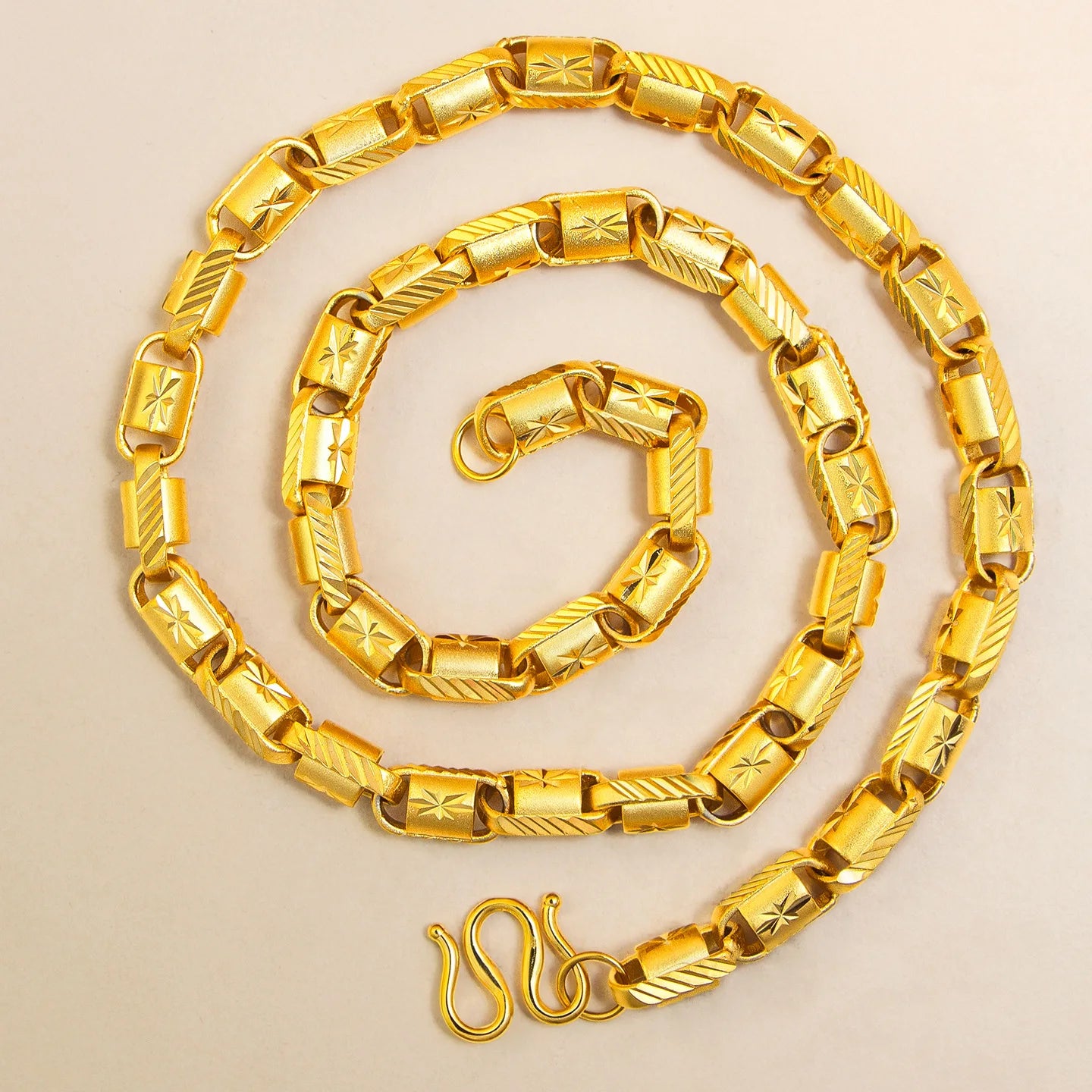 9999 pure gold starburst faceted 8mm necklace men's domineering rich chain 24K real gold jewelry