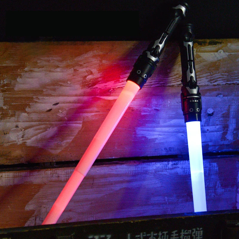 Colorful Glowing Sword Toys Laser Sword Lightsaber Red and Blue Double Saber Telescopic Music Cosplay Cool Flashing Children Toy