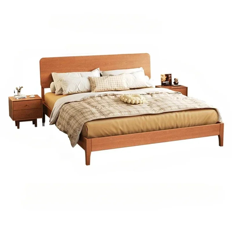 Elegant Modern Bed Frame Simple Wood European Nightstands Queen Bed Frame Twin Full Size Cama Moderno Lujo Home Furniture