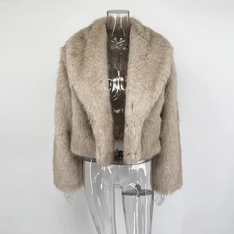 Tossy Winter Fashion Fur Feather Outwear For Women Lapel High Waist Warm Loose Long Sleeve Commute Coat Female Fur Feather 2025