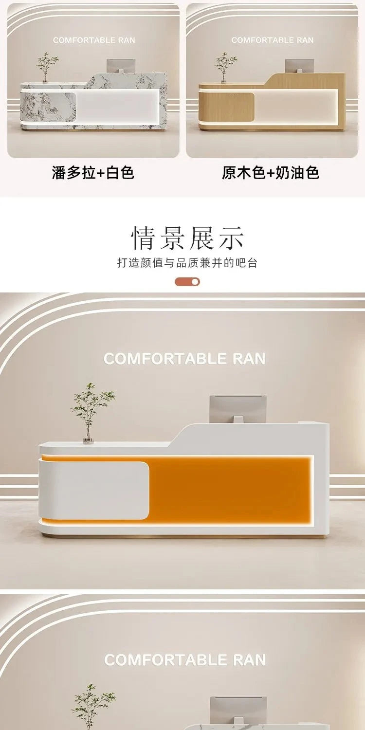 Nordic Cream Style Reception Desks French Clothing Store Beauty Salon Cashier Desk Training Institution Office Furniture FYRD
