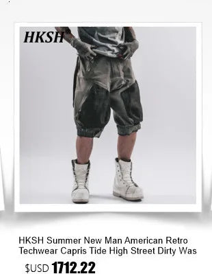 HKSH Spring Autumn Winter Men's Tide RO Heavy Niche O-Neck Letter Jacquard Knitted Pullover Silhouette Loose Dark Sweater HK3476