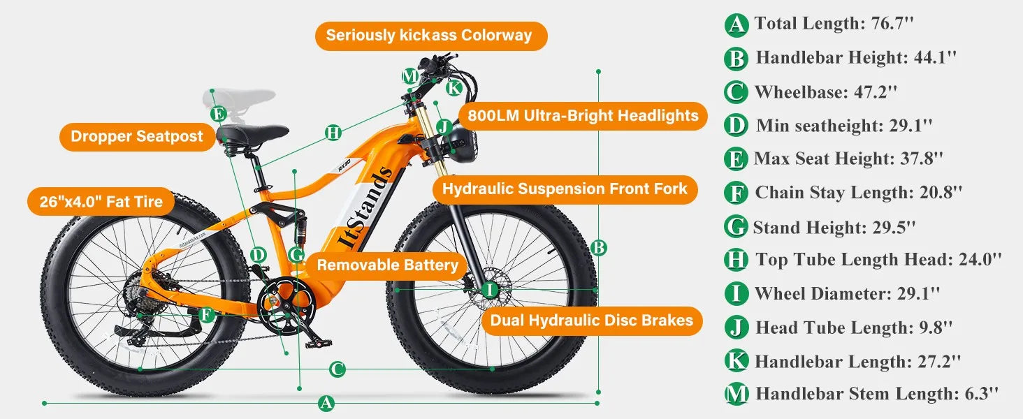 New 26" Electric Foldable Bike 1000W E-Bike 48V 30AH Bicycle  28mph Fat Tyre