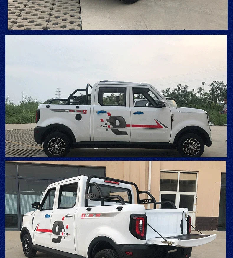 New increase iron shell double-row electric four-wheel pickup truck oil and electricity dual-purpose adult car pulling goods pas