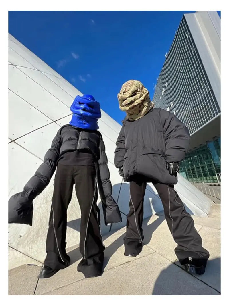 High Street RO Style Jeans Pants Men's Five Star Mang Ribbon Rotating Large Zipper Floor Pulling Horn Denim Streetwear Pants