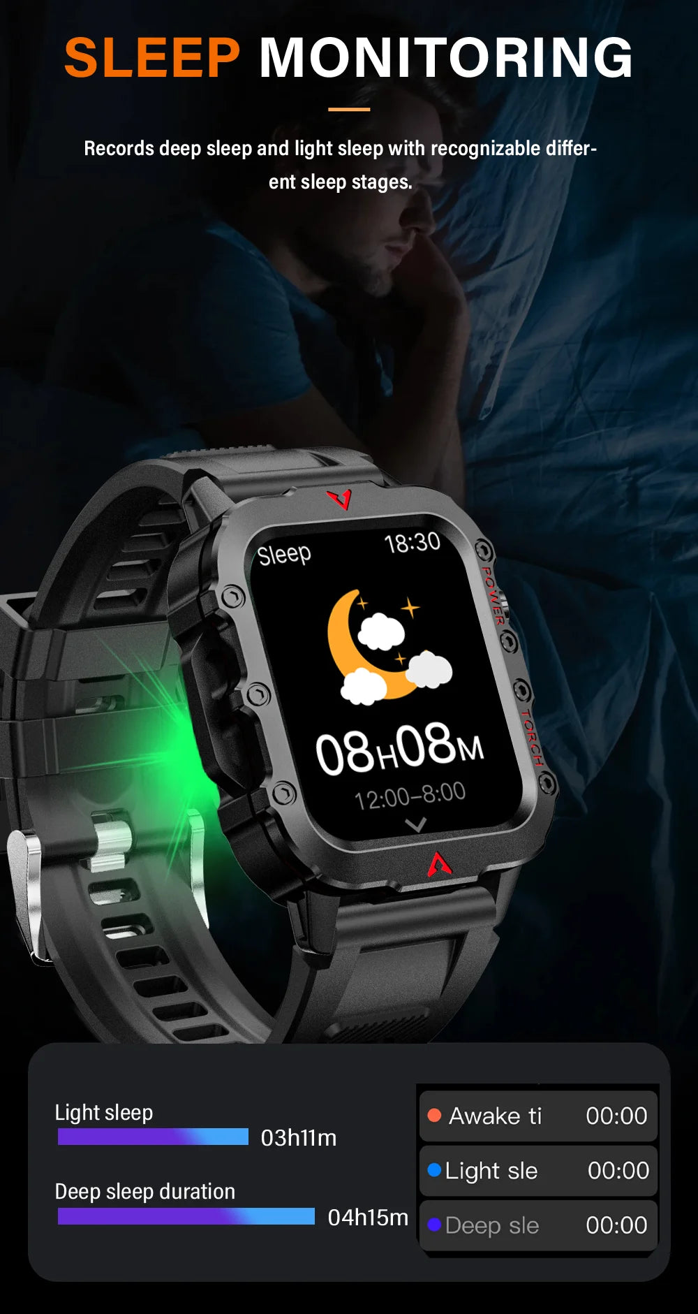 SmartWatch Men Militray Outdoor Sport GPS Fitness Tracker Heart Rate Smart Watch Waterproof New