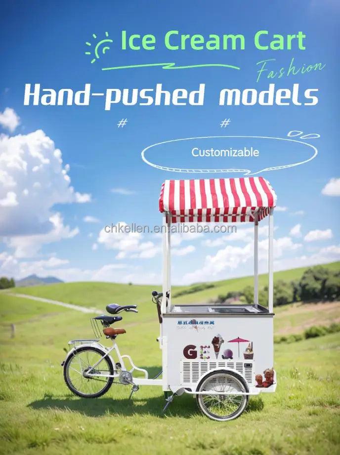 Italian Gelato Cart Electric Tricycle With Freezer Display Mobile Ice Cream Bike Customized Vending Commercial Street Food Kiosk