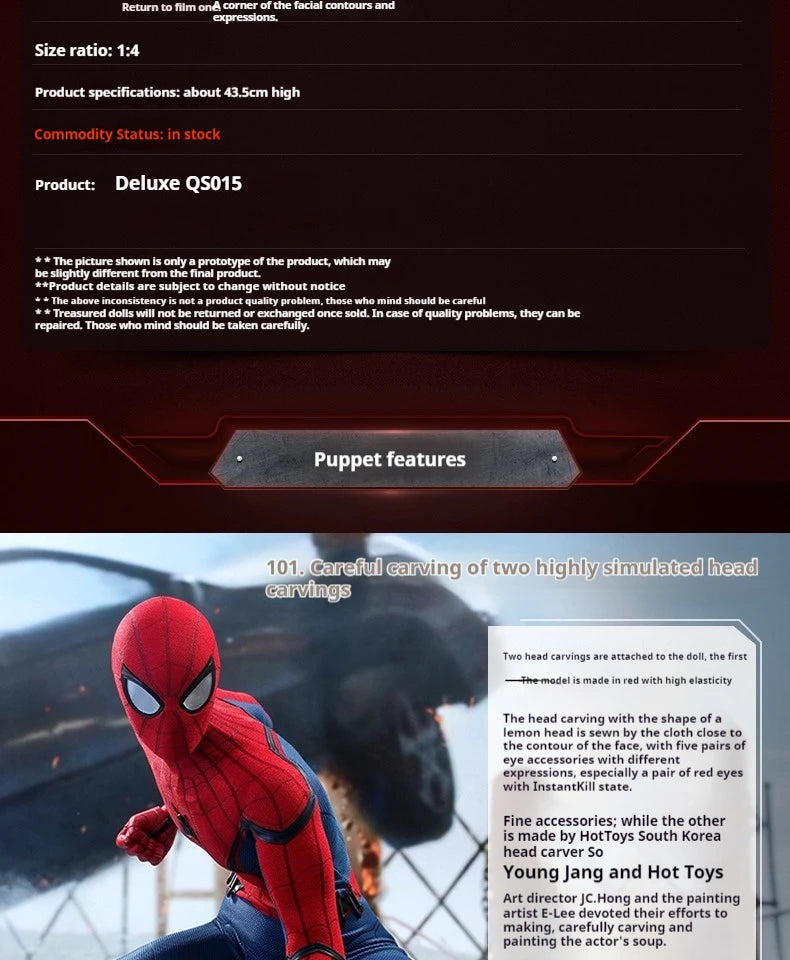 Hot Toys HT Spider-Man Hero Returns Premium Deluxe 1:4 Scale Action Figure Ordinary Luxury Spider-Man Collectible Toy