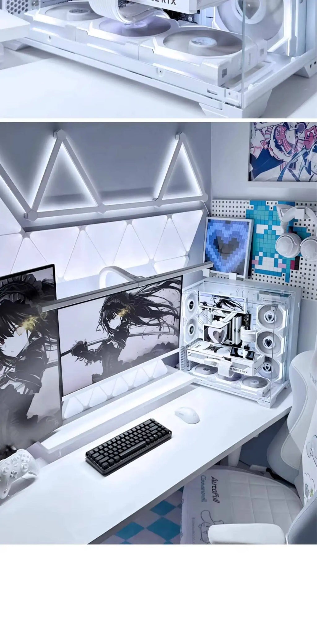 Pure white high-end sea view room computer host 9800X3D 5080 appearance desktop